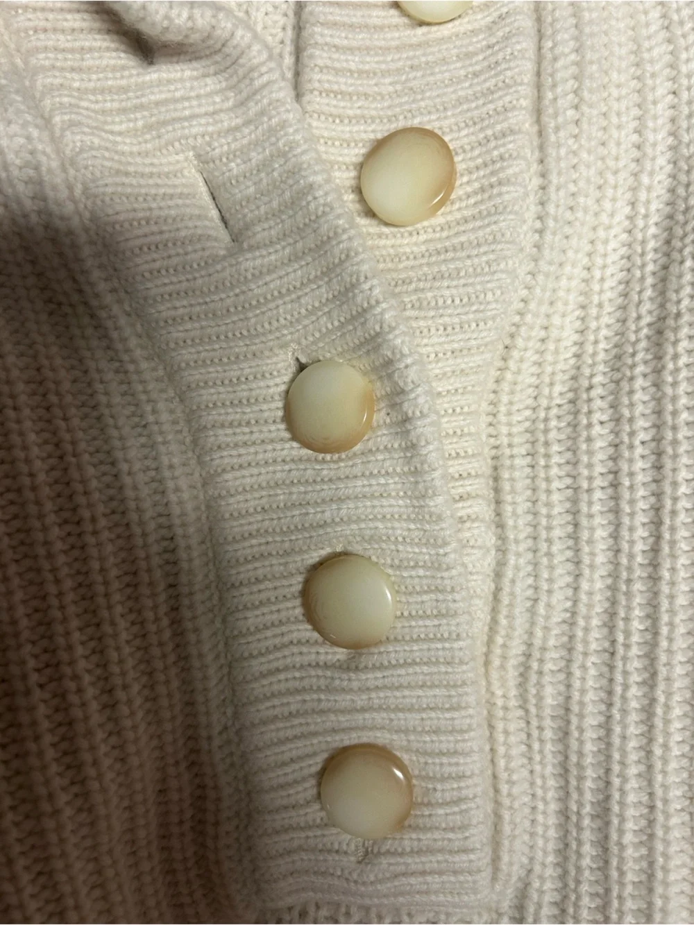 Sezane Cream Button-Front Ribbed Pullover - Picture 3 of 5